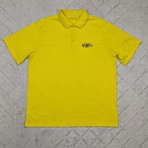 Nike Shirt Mens XL Yellow Polo Golf Mesh Knit Performance Dri Fit Moki BearG